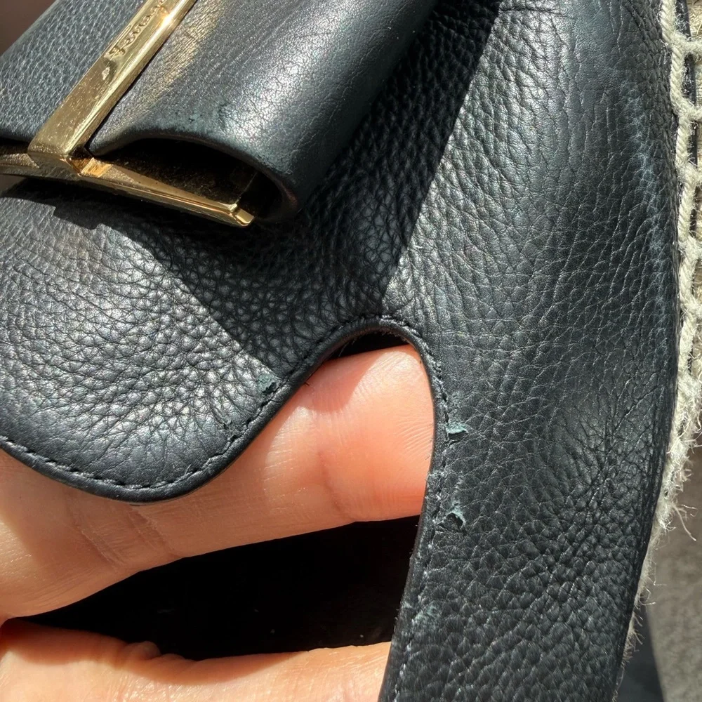 Salvatore Ferragamo Black Espadrilles with Gold Accent